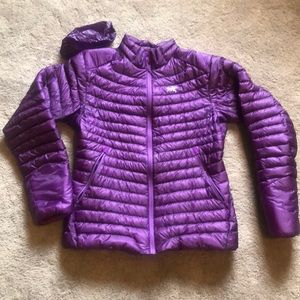 Arcteryx purple lightweight down packable jacket